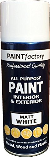 400ml All Purpose White Matt 1736PR Spray Can Household Car Van Bike Aerosol Paint (1 Pack)