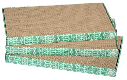 Kitty City XL Wide Corrugate Cat Scratchers - 3 Piece Set, Scratching Pad, Door Clips, Furniture Protectors
