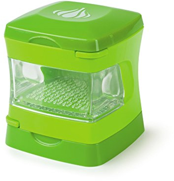 Zeal Garlic Press Dicer, Crusher, Cutter, Mincer, and Storage Container, Includes Silicone Garlic Peeler, Easy to Clean, Green
