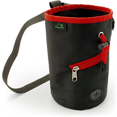CampTeck Magnesiabeutel Chalkbag mit Kordelzug Kreide Beutel für Felsklettern, Bouldern, Turnen, Gymnastik, Gewichtheben & vieles mehr – Schwarz