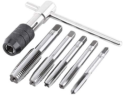 Fdit 6 Teile/Satz Metric Schraubgewindeschneider, T-förmigen Gewindeschneider Set M6-M12 Einstellbare Gewindebohrer T-förmigen Schraubenschlüssel Kit