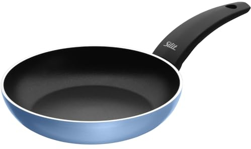 Silit Belluna Bratpfanne 24 cm Induktion, Aluminium beschichtet, Kunststoffgriff, für schonendes Braten, blau
