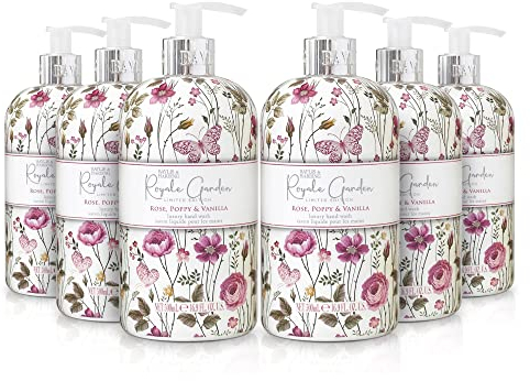 Baylis & Harding Royale Garden Rose, Poppy & Vanilla Hand Wash, 500 ml (Pack of 6) - Vegan Friendly