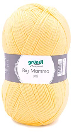 Gründl Big Mamma uni (lana per maglieria, set per uncinetto, filato per maglieria e uncinetto effetto lana, 100 % poliacrilico, 400 g/ 1040 m, spessore del ferro: 3,5 - 4,5, 1 x 400 g), Pastel Yellow