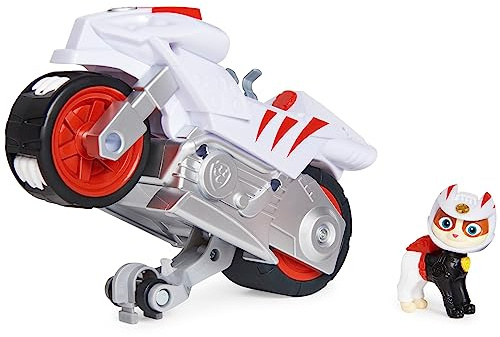 PAW Patrol Moto Pups - Wildcat Figur mit Rückzugmotor mit Wheelie-Funktion - Spielzeugauto