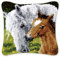 Coopay Animal Latch Hook Cushion Kit, Knitting Kits Cushion, Rug Making Kit for Starters, Latch Hook Kit for Beginners Adults or Children, Horse and Foal Latch Hook Kit 43x43cm/17x17 inch