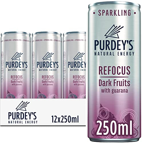 Purdey's Natural Energy Refocus Dark Fruits with Guarana, 250 ml (Pack of 12)