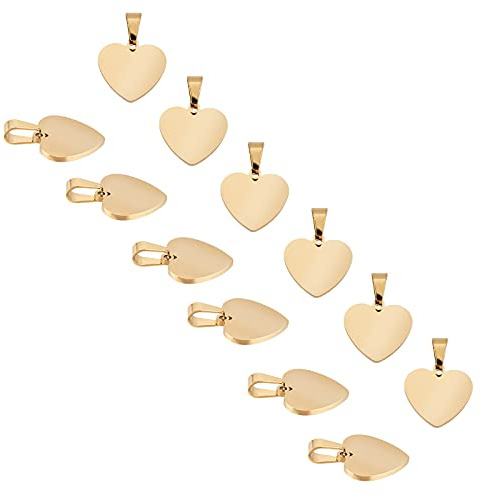 UNICRAFTALE Gravierbar Anhänger Golden Smooth Rohlinge Heart Charms Edelstahl Stamping Metall Anhänger Valentinstag Charms Für Halskette Schmuckherstellung