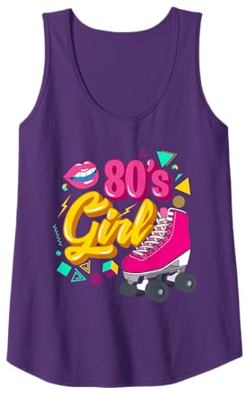 Damen 80er Jahre Party Mottoparty Outfit Kostüm Vintage Retro Tank Top