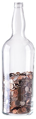 Glass Money Bottle – Piggy Bank for Adults – Luxury Money Box Holds Over £2,500 In £1 Coins!