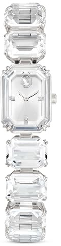 Swarovski Montre-Bracelet Millenia, cristaux clairs de taille octogonale, pièce centrale en verre saphir, dans un cadre en acier inoxydable