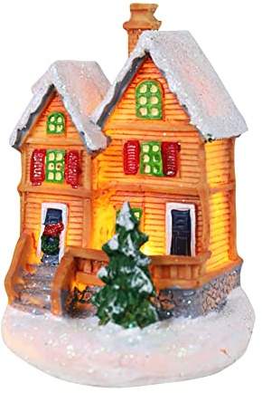 JAWSEU Mini Resina Villaggio, Villaggio Natalizio Personaggi Resina Casette Mini Cottage Casa Fata Fai da Te Decorazione, Casette in Miniatura Natale per la Casa Decorazioni