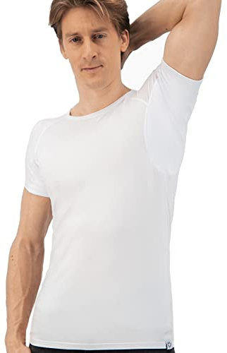 Fibershirts® Anti Sweat Shirt - T-shirt mot svettfläckar - Anti Sweat Undershirt - With ArmPads PRO & Silver Treatment - Herr - V-hals