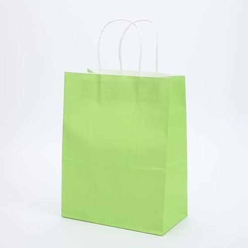 10/20/50 Stück DIY Multifunktions-Papiertüte mit Griffen, weiche Farbe, Festival-Geschenktüte, Einkaufstüten, Kraftpapier-Verpackungsbeutel, hellgrün, 15 x 21 x 8 cm, 50 Stück