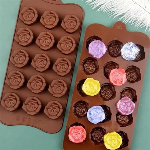 Onlineforu LTD Rose Shape Silicone Mould – Chocolate, Wax, Jelly & Candy Mould | Non-Stick, Reusable & Flexible | Multi-Purpose Silicone Tray for DIY Soaps, Sweets, Gummy Treats, Wax Melts