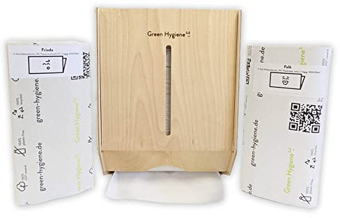 Green Hygiene Wolkenkratzer Falthandtuchspender aus Holz, Papierhandtuchspender, co2-neutralisiert, plastikfrei, recycelt