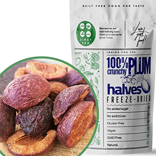 Ciruelas Pasas Sin Hueso Liofilizadas | 100% Natural Sin Azúcar Añadida Comida Liofilizada | Ciruela Deshidratada Fruta Liofilizada | Vegana Cruda 100% Fruta Pura | Freeze Dried Fruit | ZingyZoo