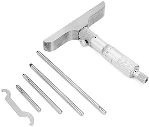 AYNEFY Depth Micrometer 0-100mm, Stainless Steel Round Head Precision Depth Gauge with 0.01mm Accuracy - 6Pcs Connecting Rods Measuring Tool for Machining Engineering