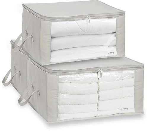4CONVY feste faltbare Kleideraufbewahrung Box -[2024 VERBESSERTES MATERIAL] langlebiges Oxford Material - ohne Metallrahmen - Aufbewahrungstasche für Bettdecken –Aufbewahrungsbox - 3x90L