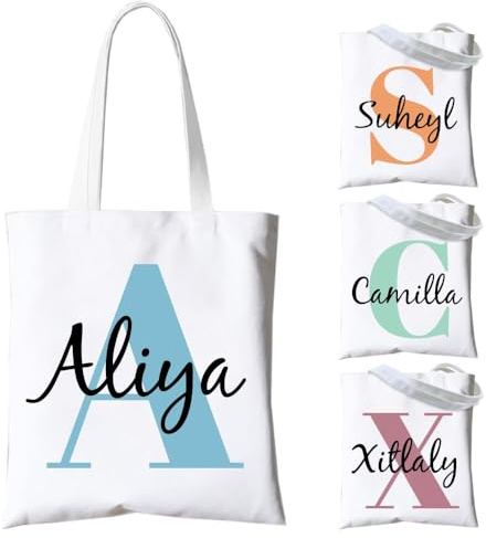 FROKIK Personnalisable Tote bag, Sac Tote bag en Toile Avec Nom et Texte Personnalisés, Sac En Toile, Sac Coton Cabas Réutilisable. (3)
