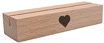 Interluxe Kartenhalter - Motiv Herz schwarz - Grußkartenhalter Fotohalter Kartenständer Tischkartenhalter aus Holz