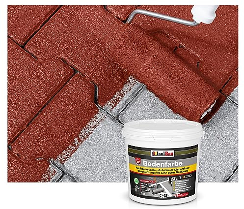Isolbau Peinture pour sol - 7 kg - Peinture pour sol et béton pour cave, garage, atelier - Revêtement de sol imperméable pour intérieur et extérieur - Rouge rustique (RAL)