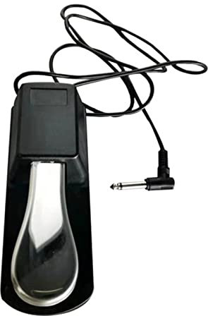 Glomora Keyboard-Pedal, Universelles Sustain-Pedal Für Digitalpiano, Elektronische Orgel – Silber, Zweipoliger Schalter, Rutschfestes Design