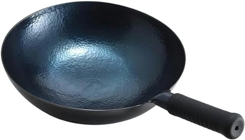 FLTRGO Wok in Ferro Fatto a Mano Non Rivestito Cinese Grande Wok Antiaderente Padella per friggere la casa Padella pentole da Cucina (Dimensioni : 34cm/13.3in)