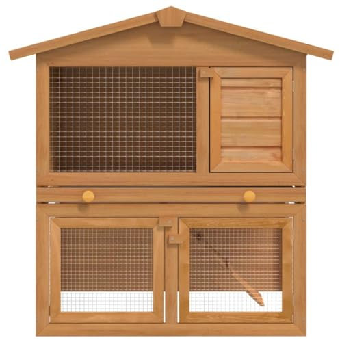 Coavain Kaninchenstall Braun 94x60x98 cm Witterungsbeständig Kleintierstall Kleintiere Spielen Sich Frei Bewegen Unterhaltungsbereich Sicherheit Kleintiergehege Einfacher Zusammenbau