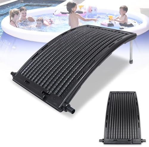 Froadp 1 Stück Poolheizung Solar 111x66cm Solarkollektor Pool Solarheizung Sonnenkollektor Anschluss Ø 50 mm Gebogen Panel Solaranlage Komplettset für Warmwasser Schwimmbad Gartendusche Pool, Schwarz