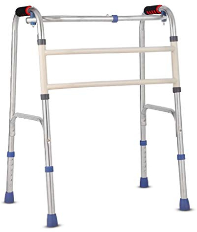 Andador, ayuda para caminar, sin ruedas, de acero inoxidable, ajustable, plegable, auxiliar para caminar, ancianos