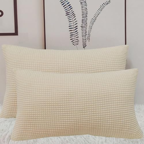 Stretch Kissenbezüge 50x70 2er Set Kissenbezug, Sofa Kissenhülle Für Dekokissen Cordstoff 40x60, Dekorative Zierkissen -hüllen, Cord Kissen Bezug Einsetzbar(Mustard Yellow,50x70 cm (Pack of 2))