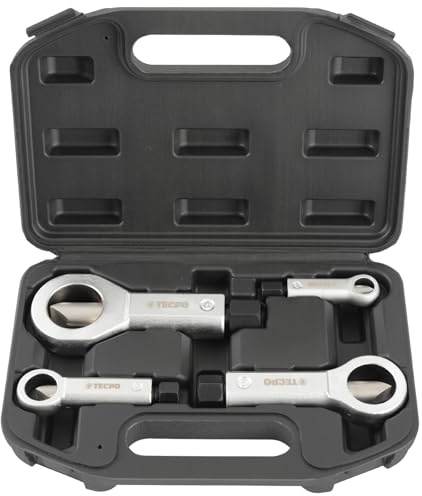TECPO Mutternsprenger Satz | 4-tlg. | 9-27mm | Nuss Splitter Extraktion Brecher Entferner | Werkzeug zum entfernen beschädigten und gesprochenen Muttern