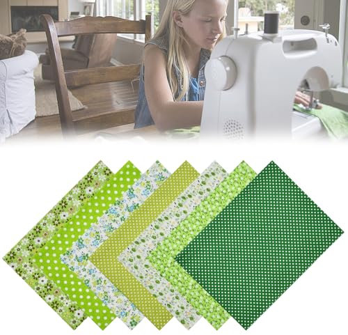 YBCCBY 7 Stück Baumwollstoff Meterware Nähstoffe Patchwork Stoffpaket 50*75cm Stoffe zum Nähen Stoffreste Grün Patchwork Stoffe Baumwolle Blumenmuster Bedruckte Patchworkstoffe Stoffpakete zum Nähen