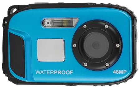 Unterwasserkamera, 1080P 48 MP, Autofokus, wasserdichte Kamera mit 16 fachem Digitalzoom, Selfie, 2,4 Zoll Farbbildschirm, Anti Shake 650 mAh Gesichtserkennung Zum Schnorcheln
