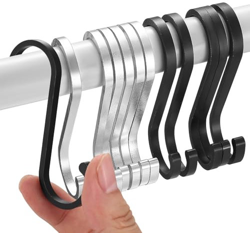 12 Pz Ganci a S Cucina, Ganci a Forma di S, Ganci Cucina in Alluminio, Attaccapanni in Metallo Doppio Gancio per Appendere Tazze Pentole Ciotole, per Soggiorno, Bagno, Armadio, Giardino