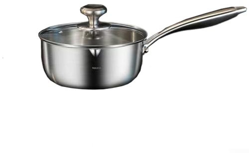 Pentola in acciaio inox, piccola pentola a induzione con coperchio, padella spessa a 5 strati e manico resistente al calore, adatta per tutti i piani cottura, forno (20 cm)