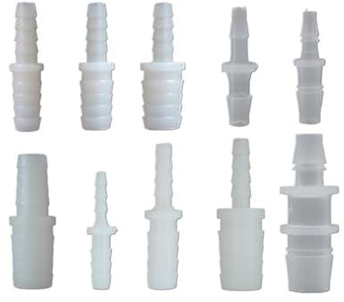 MEXEWORD 5 Piezas de 3 mm, 4 mm, 5 mm, 6 mm, 8 mm, 9 mm, 10 mm, 11 mm, 12 mm, Conector de plástico bidireccional, Accesorio de tubería, Reductor for Acuario, pecera(6-8mm)