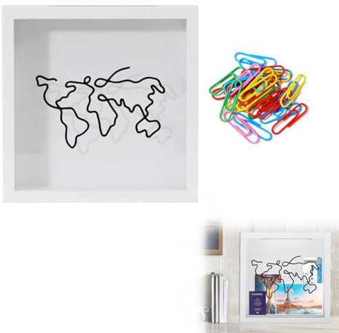 TUKNN Caja de Almacenamiento de Aventura, Caja De Recuerdos De Madera con Ranura, Shadow Box Frame, Caja de Archivo de Aventura, Adventure Archive Box, Marco con Profundidad, Caja Recuerdos