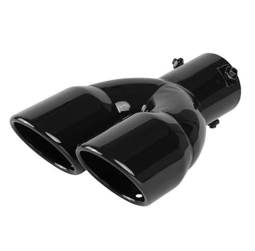 FUNFOB Auspuffblenden Universal Doppelrohr Auto Auspuffrohr Chrom Silber Blau Edelstahl Hinten Schalldämpfer Spitze Schwanz Kehle Auto Auspuffroh(Black Straight)