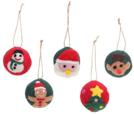 Ciieeo 5stücke Weihnachtsbaum Wolle Ball Anhänger Weihnachten Kugel Hängeornament Dekoration Schneemann Elch Charms Anhänger Weihnachten Behang