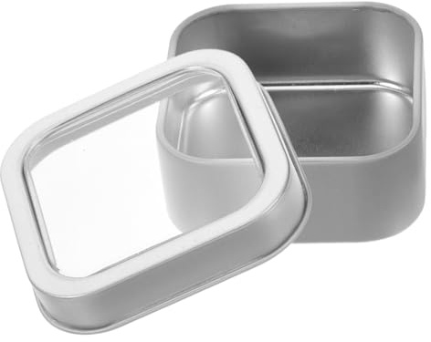 Healvian Mini-Boîte À Bijoux Carrée En Métal Avec Couvercle Transparent Boîte À Bijoux Portable 2.28 X 2.28 X 0.79 Rangement Multifonction Pour Anneaux Colliers Et Petits Accessoires