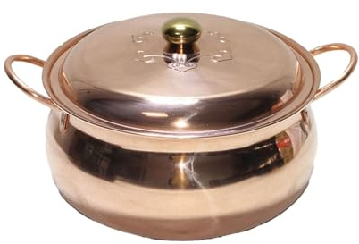 XYUERU Kochtopf Kupfertopf Gulaschkessel handgefertigter Mehrzweck-Kupfer-Warmhaltetopf Suppentopf Dicker Kupfer Suppe Topf für Gasherd Restaurantküche Heißer Topf Pfanne Party Haushalt(24cm)