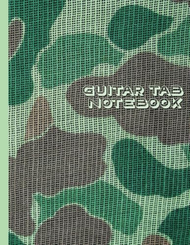 Guitar Tab Book Blank Tablature Paper for Guitarists, Musicians, Vintage Camo Print Songwriting Notebook: 100 Sheet Music Pages for Tabbing Out Riffs and Solos, 8.5 x 11