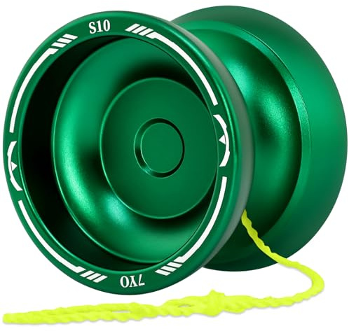 S10 Responsive Yoyo for Kids, Professional Yoyo Finger Spin Yo Yo Dual Function + 10 Strings, Bag, KK Bearing, Bearing Tool (Green)