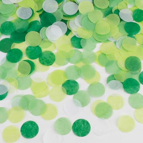 Biodegradable Confetti for Weddings & Birthdays – Green White Glitter Paper Table Confetti, Round Sequins for Christmas, Valentine’s, St. Patrick’s Day Decorations & Craft Supplies