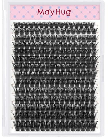 Mayhug Ögonfransar 100D enskilda ögonfransar 280 st D curl kluster ögonfransar 9–16 mm gör-det-själv naturliga ögonfransar (100 D)