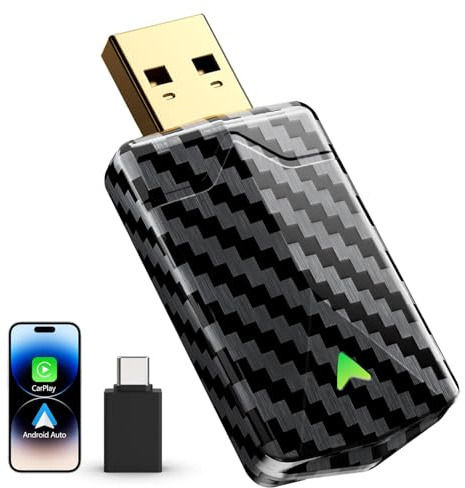 Adaptador CarPlay Inal¡mbrico 2025 Pro Mini -AdaptadorAndroid Auto Inalámbrico, Conexión R¡pida y Estable,Baja Latencia, Plug & Play, Apt para Vehiculos 2016+(i0S10+/Android 10+)