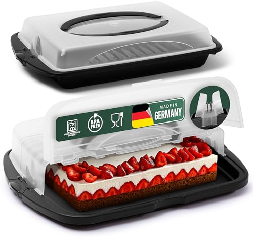Novaliv Kuchen-Transportbox 2er Set Rechteckig Aufbewahrungsboxen mit Deckel Torte Kuchen Dessert, Party-Box Container Tortentransportbox Tortenbehälter Transport Behälter Box Haube Partyset