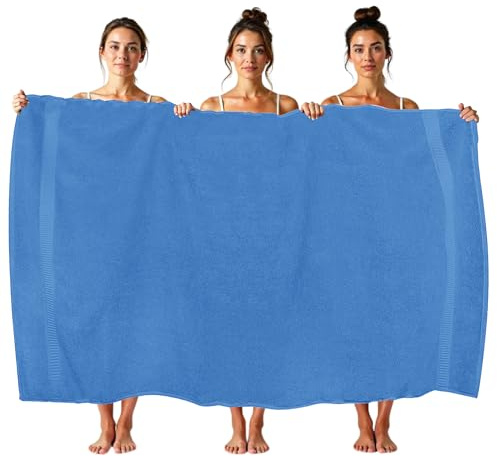 HOUSEGADS Luxury Jumbo Bath Sheet - 600 GSM 100% Ring Spun Cotton - Highly Absorbent and Quick Dry - Extra Large Bath Sheets Towel - Super Soft - Hotel Quality Towels 90 X 180 CM (1, Cobalt Blue)